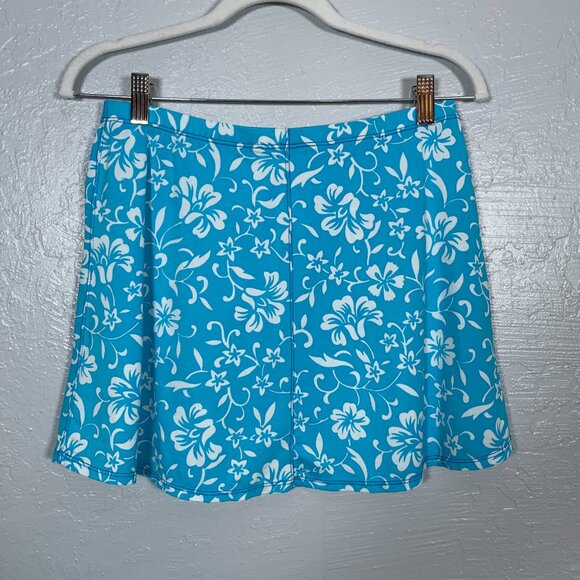 Kerrits Women M Blue White Floral Skirt Lightweight Equestrian Riding Stretch - Picture 4 of 5